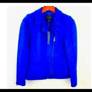 SZ XS Tahari cobalt blue wool moto jacket size